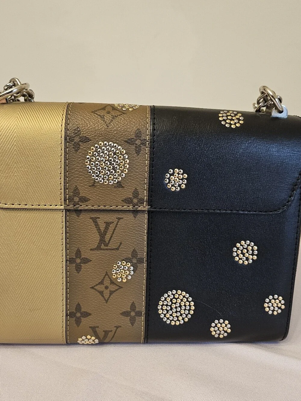 Louis Vuitton Limited Edition Monogram Studded Twist MM Bag